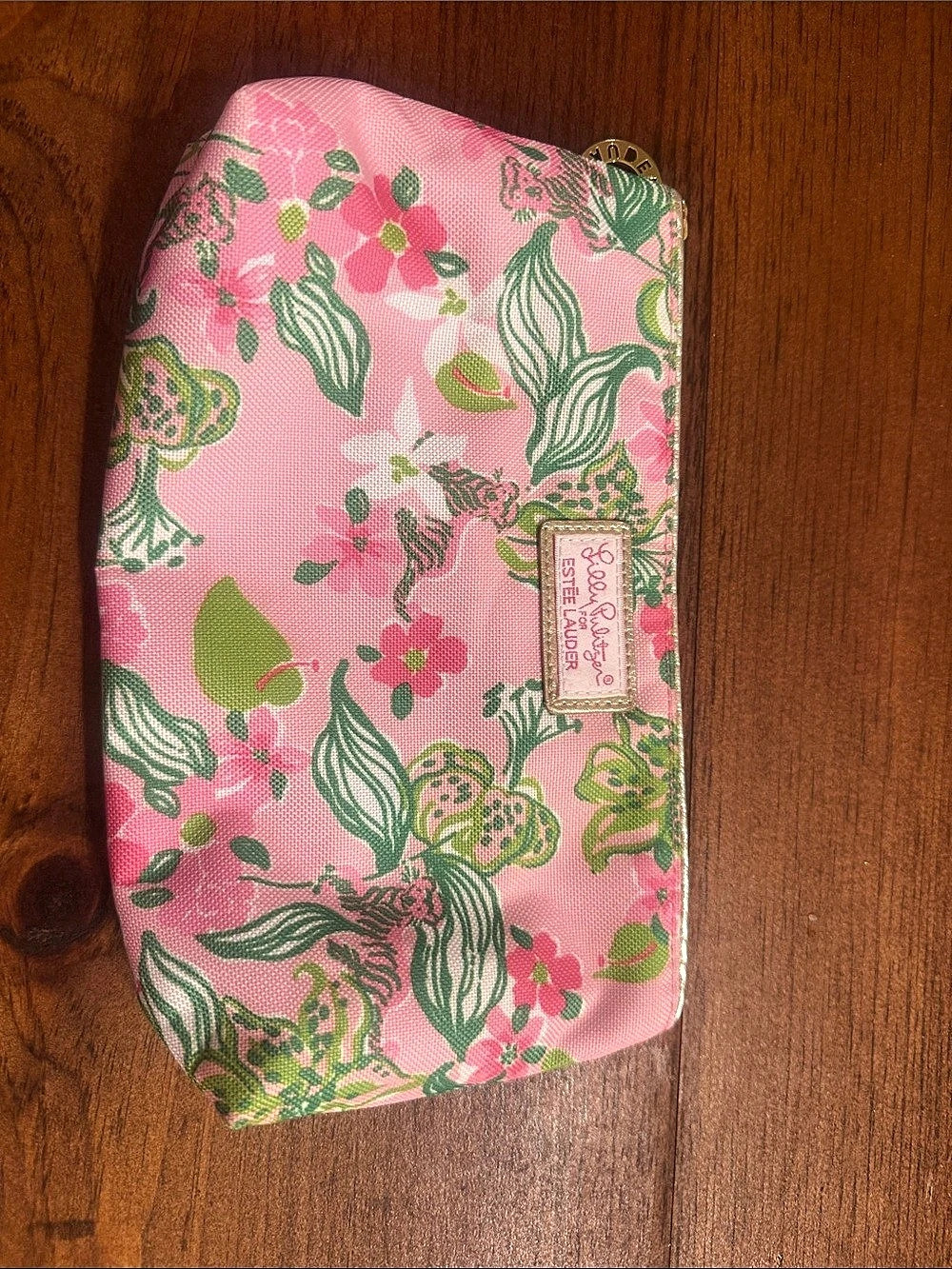 Lilly Pulitzer Floral Cosmetic Pouch in Pink & Green Like New